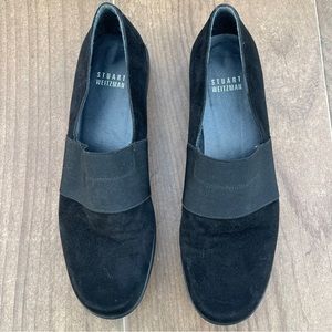 𝅺Stuart Weitzman Black Wedge Slip Ons Made in Spain Sz 7.5M